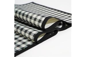 PLACEMATFAB MANTELES CON ESTILO PLACEMATFAB Manteles Individuales Antimanchas, Impermeables y Lavables Vichy Negro. Rectangular Color Blanco y Negro. 100% algodón orgánico resinado. Hechos a Mano. 6 Unidades de 35x50 cm.