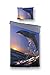 Produktbild Aminata – bunte Bettwäsche 135x200 cm Baumwolle + Reißverschluss Delfin Meer Sonnenuntergang Bettbezug Fotodruck Dolphin Tier Fisch Strand Bettwäscheset Kinderbettwäsche Normalbettgröße Ganzjahr