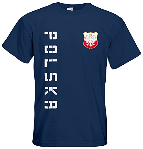 Polen Polska EM 2016 T-Shirt Trikot (Navyblau, XL)
