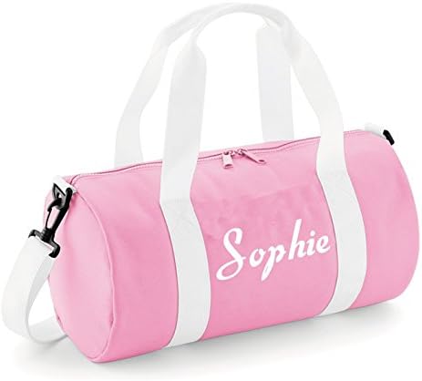 iLeisure Beautiful Personalised Girls Name Only Barrel Dance Kit Bag in a Beautiful Design (Pink/White)
