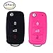 Produktbild 2 Stück Schlüsselhülle VW, E-Unicorn Autoschlüssel Schlüssel Hülle Silikon Tasche Volkswagen VW Golf 7 6 5 4 Skoda Fabia Passat Bora Lupo Schutzhülle Klappschlüssel Etui Schale Car Key Fernbedienung Blende Klappschlüssel - Schwarz Rosa