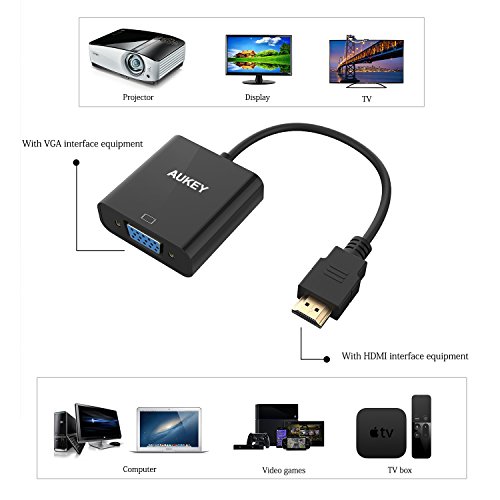Aukey cb-v4 – HDMI auf VGA Adapter 1080p für PC/Notebook, schwarz - 4