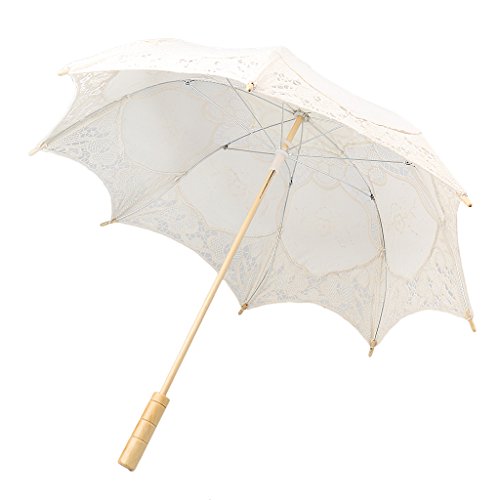 Gazechimp Hochzeit Parasol Sonnenschirm Spitzenschirm Brautschirm Regenschirm Beige - 3