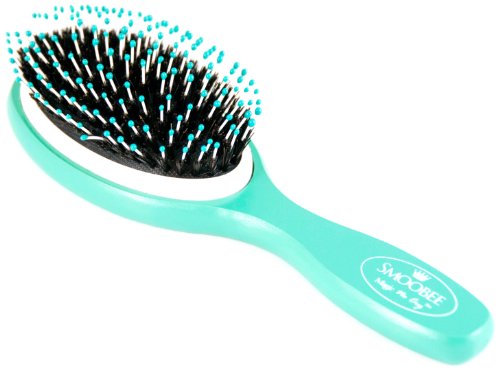Smoobee Detangling Magic Hairbrush - No Cry Dentangler Hair Brush - Turquoise - (22cm Height x 6.5cm Length x 4 cm Weight) 8.5" x 2.5" - Wooden Handle
