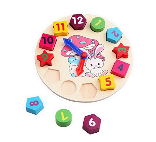 Ahatech Kinder Holz Geometrie Uhr Spielzeug - 2