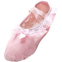 Panegy - Bailarinas Ballet Zapatillas Suela de Piel Punta Reforzada Zapatos de Danza Baile Gimnasio para Niña - EU 28 Rosa Ligero