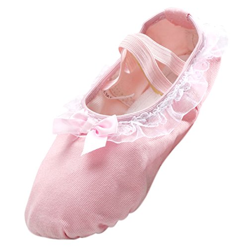 Panegy - Bailarinas Ballet Zapatillas Suela de Piel Punta Reforzada Zapatos de Danza Baile Gimnasio para Niña - EU 28 Rosa Ligero