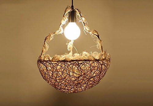 MeloveCc chandeliers Creative Household Lighting And Chic Personality And The Bedroom Restaurants Bars Lamps American Country Style Grass Wicker And Rattan Wood Bamboo Baskets Small30*40Cm