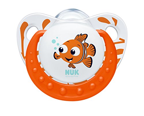 NUK 10175135 Disney Finding Dory Trendline Silikon-Schnuller, 0-6 Monate, kiefergerecht, BPA frei, 2 Stück, orange / minze - 2