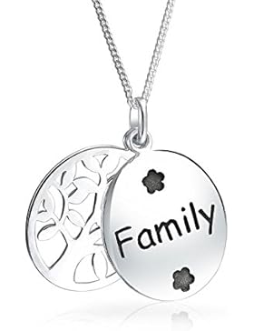 Baum des Lebens zwei Disc Familie Anhänger Sterling Silber Halskette 18 Zoll