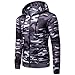 Produktbild Männer Langarm Camouflage Hoodie Kapuzen Sweatshirt Top Tee Outwear Bluse Tarnung Drucken Lange Ärmel Mit Kapuze T-Shirt Pullover Oben- Freizeit Oberteile -Sweatshirt Oberteil(Dunkelgrau,2XL)