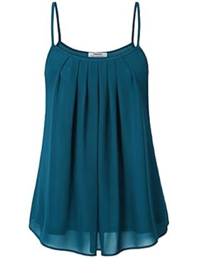 Youtalia Frauen Sommer Cool lässiges ärmelloses gefaltetes Mehrlagen Chiffon Cami Tank Top