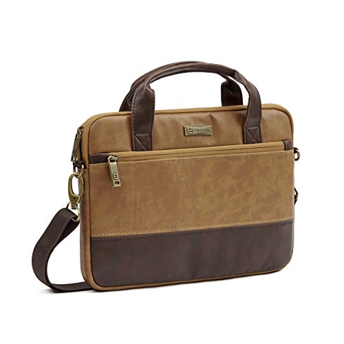 Laptoptasche 11.6 Zoll, Evecase Premium Doppelfarbige Umhängetasche mit Gepolstert Laptopfach, Fronttasche, Zubehörfach für Laptop bis 11,6 Zoll - Fuchs Braun