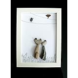 Steinbild - Pebble Art - Katzen und Vögel