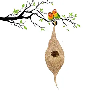 FishyFlex? Bird Nest House Naturally Handmade for Birds, Sparrow, Budgies, Bird Cage, Balcony, Garden (Height=18 inch Diameter=6 inch)