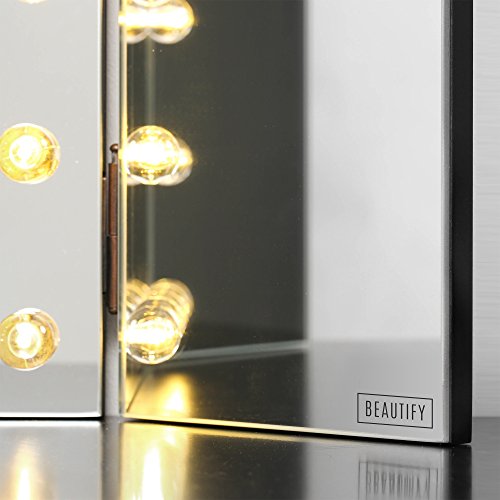 Beautify Dreifach-Schminktisch-Frisiertischspiegel mit Warmem LED-Lichtern - 7