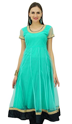 BimbaWomen's Flared Net Anarkali Dress Party Wear Indian Kurti Tunic Traditional Kurta