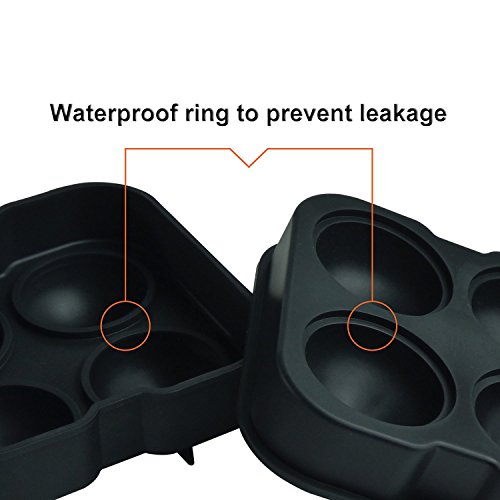 Ice Ball Mold Sphere Silicone! 6 Ice Rounds Maker 4×4.5cm,Perfect for Japanese Whiskey, Cocktail Ice ball maker mould (Black) (Ice black) - 5
