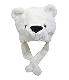 DELEY Unisex Frauen Mädchen Kinder Winter Warm Plüsch Tier Ohrenschützer Hüte Mützen Weihnachten Halloween Kostüm Geschenk Eisbär