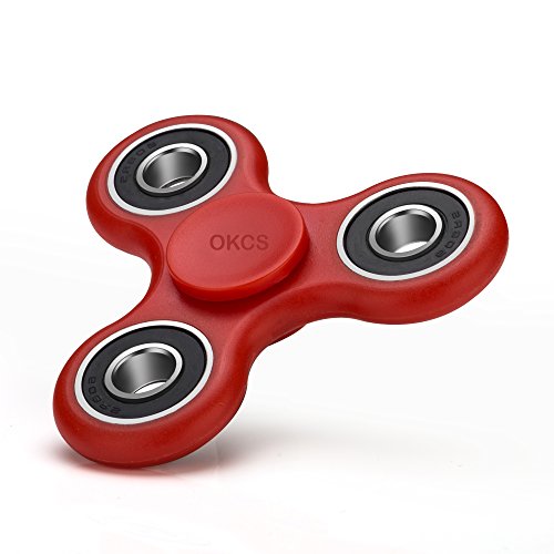 Fidget Spinner - OKCS - Spielzeug Tri Finger Spinner Stresslöser Konzenztration Rundes Design - Rot