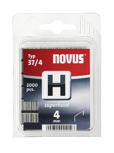 Novus H 37 Feindrahtklammern "superhart" mit 4 mm Länge, Speziell für Hammertacker, Verpackung mit 2000 Tackerklammern vom Typ 37/4 superhart, Heftmittel aus Stahldraht höchster Festigkeit, 042-0368