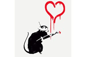 Ideal Stencils Pochoir Banksy en forme de cœur pour peinture de rat - Taille S - 16,8 x 21,8 cm