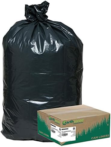 Earthsense Commercial RNW4850 Recycled Can Liners, 40-45gal, 1.25mil, 40 x 46, Black (Case of 100)