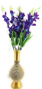 TFH Artificial 5 Sticks Orchid Flower Bunch Plant for Home/Garden/Bedroom/Decoration (Size 65 cm/ 26 Inches) - (Blue)