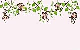 HALLOBO® Wandtattoo Affe Schaukel Affen Wandaufkleber Monkey Wandsticker Kinderzimmer Kinder Baby - 6
