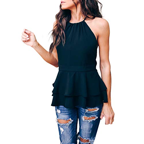 Preisvergleich Produktbild LEXUPE Frauen-Sommermode äRmellose Oberteile Aus Schulter Mini TopsDamen-Sommermode äRmelloses Halfter Top Schulterfrei Top