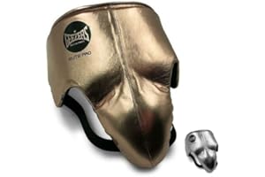 Geezers Boxing Elite Pro Groinguard Special Edition in Gold & Silver, Ideal for Boxing, Premium Leather Groin Guard For Sparring, Training & Fighting, Abdominal Protector for Men