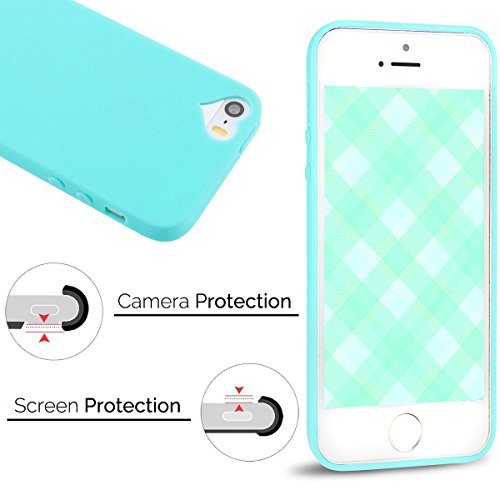 Funda iPhone 5S  Carcasa iPhone SE  Anfire Carcasa Ultra Delgado Mate TPU Silicona para Apple iPhone 5S   SE   5 Suave Flexible Goma Protectora Caso Caja Anti Rasgu  os Anti Choque Tapa Ligero Back Case Cover Color del Caramelo - Cielo azul