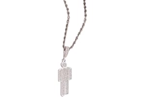 AOLIAY Damen & Herren Bunte Menschliche Diamanten Halskette aus Edelstahl,Lustige Mehrfarbige Simulierter Diamant Anhänger,Cubic Zirkonia Steinen Kette Zubehör,Mode Hip Hop Accessoires Schmuck