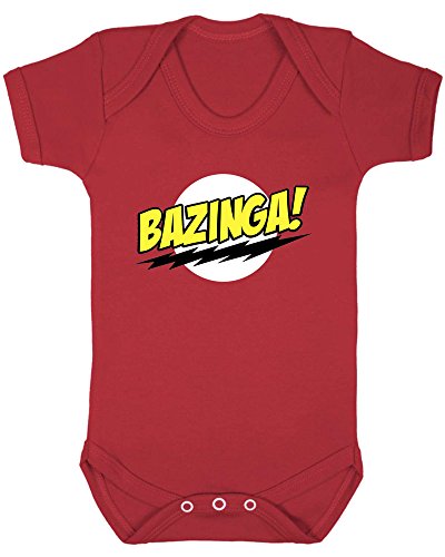 Bazinga! The Big Bang Theory Baby Vest. (0-3 months, Red Vest)