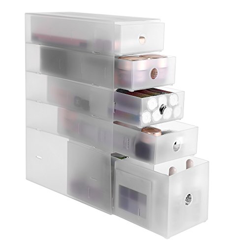 SONGMICS-Organiseur-de-Maquillage-Rangement-des-cosmtiques-translucide-avec-5-tiroirs-poignes-dcoupes-pour-Salle-de-Bain-Chambre-Bureau-JMU22WT-5-tiroirs
