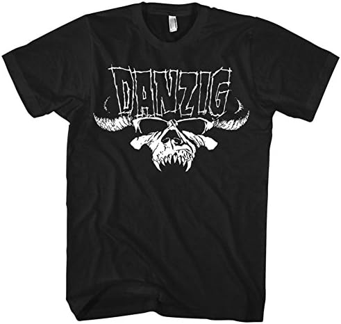 Danzig Mens Skull &amp; Logo Regular T-Shirt in Black, Large, Black
