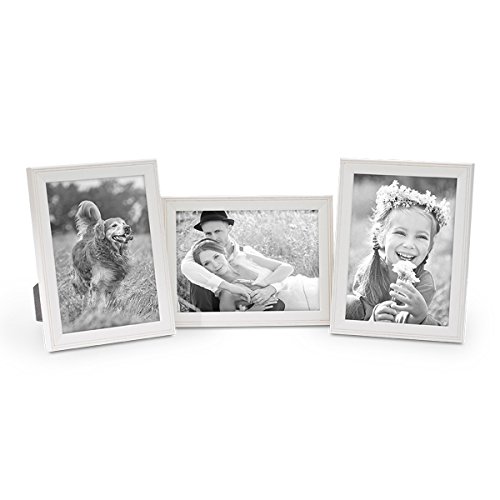 Landhaus-Stil Bilderrahmen-Set 15x20 cm Weiss Massivholz 3er Set