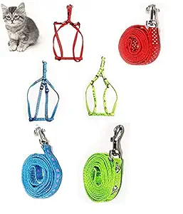 PSK PET MART Nylon Harness, Durable Lead Leash Rope with Comfortable Handle for Cat (Colour May Vary)
