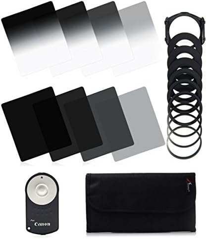 ND Filter Set with Canon Remote Shutter Release (Full + Grad, ND2, ND4, ND8, ND16 49mm, 52mm, 55mm, 58mm, 62mm, 67mm, 72mm, 77mm, 82mm), by King of Thirds®