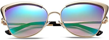 Minjour Women Golden Frame Green PC Lenses UV 400 Vintage Cat Eye Sunglasses with Spectacle Case&amp;Bag&amp;Cloth