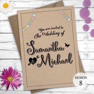 Personalised Vintage Wedding Invitations *Kraft Bunting* x 20 *FREE DRAFT &amp; Free Envelopes*