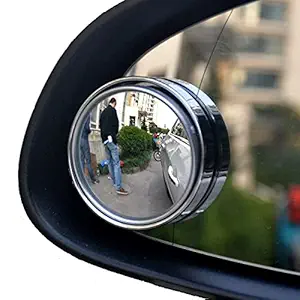 Jiyatech Wide Angle Adjustable Convex Rear View Mirror for Cars 360 ? Rotate for All Universal Vehicles Round Adjustable Mirrors - Pack of 2
