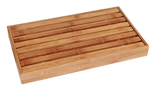 STONELINE 18124 Brotschneidebrett mit Krümelrost, Schneidebrett, Holz, nature, 39,8 x 23 x 4 cm