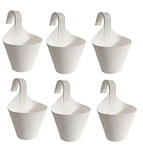 MOMS GADGETS Plastic Pot Stand, White, Medium, 6 Pieces