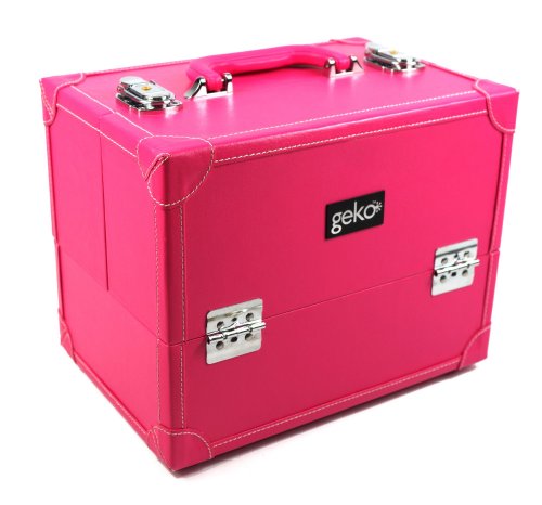 Geko 1-Piece Vanity Case/ Makeup Box, Pink Faux Leather