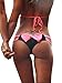Produktbild Damen Brazilian Slip Bikini Badehose Strand Mini Tanga Rüsche Design Badeanzüge G-String Unterwäsche Baden Tanga (EU38, Black+Pink)
