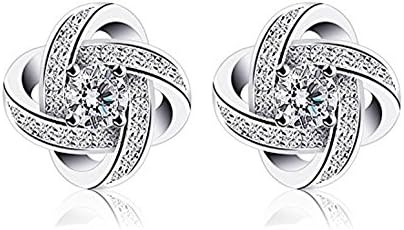 EricBest 925 Sterling Silver Earrings Stud “Never Ever Be Apart” with 5A Cubic Zirconia for Women Jewelry with Christmas Gift Package
