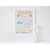 SomethingCute: Geburtsbild Design Levi / Geschenk zur Geburt, zur Taufe, Taufgeschenk, Geburtsgeschenkt, Fine Art Print