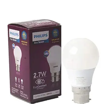 Philips Ace Saver Base B22 2.7-Watt LED Lamp (Pack of 3, White)