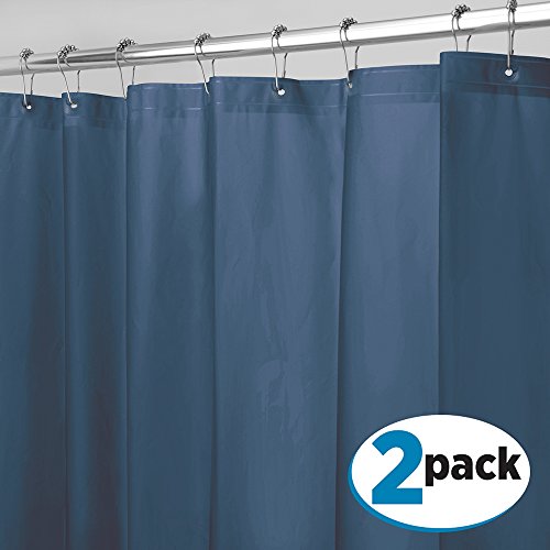 mDesign PVC-freier Duschvorhang aus PEVA (2 Stück) – wasserabweisender Badewannenvorhang mit 12 rostfreien Metallösen – 183 x 183 cm – marineblau